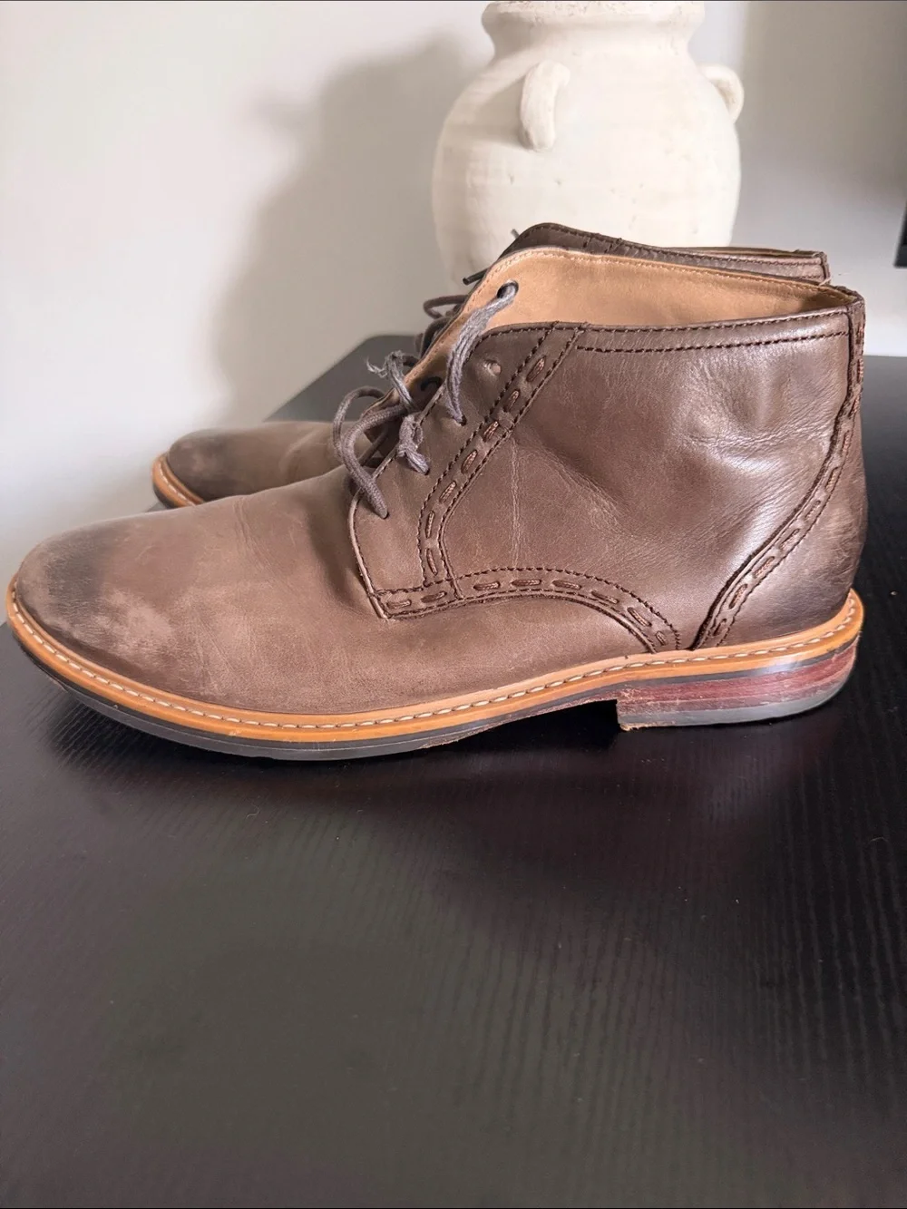 Rockport Brown Leather Chukka Boots with Tan Welt